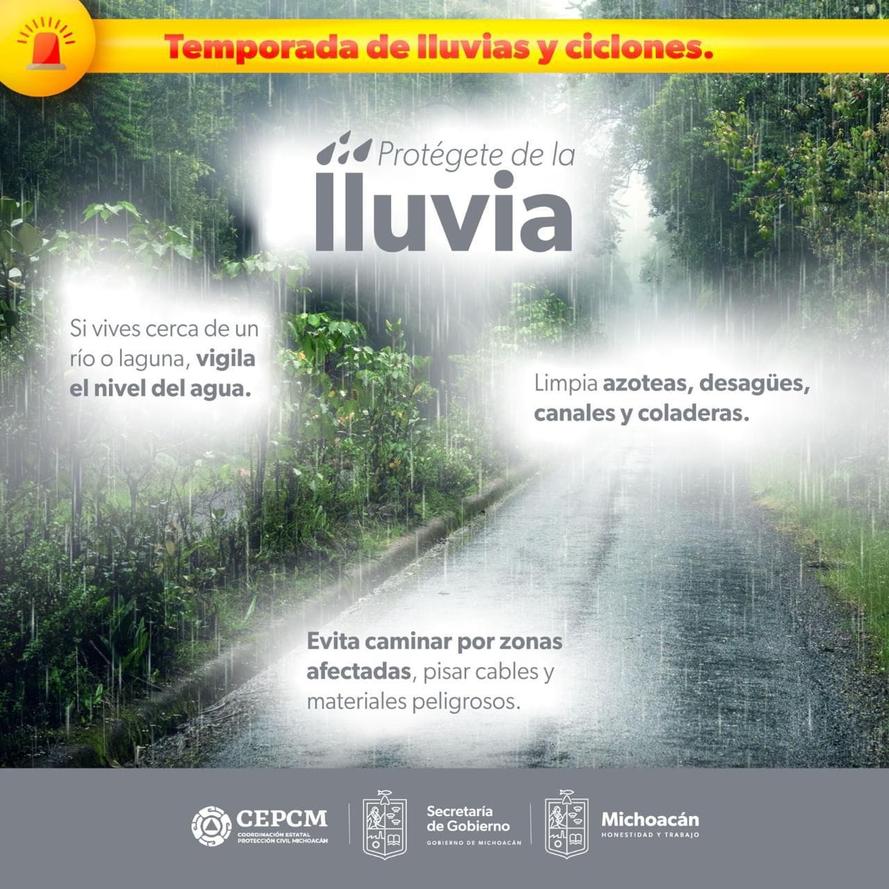 Por ello, la Coordinación Estatal de Protección Civil pide extremar precauciones especialmente en las regiones que abarcan Infiernillo, Pátzcuaro, Zirahuén, Cuitzeo, Tierra Caliente, Lerma-Chapala y Bajío.