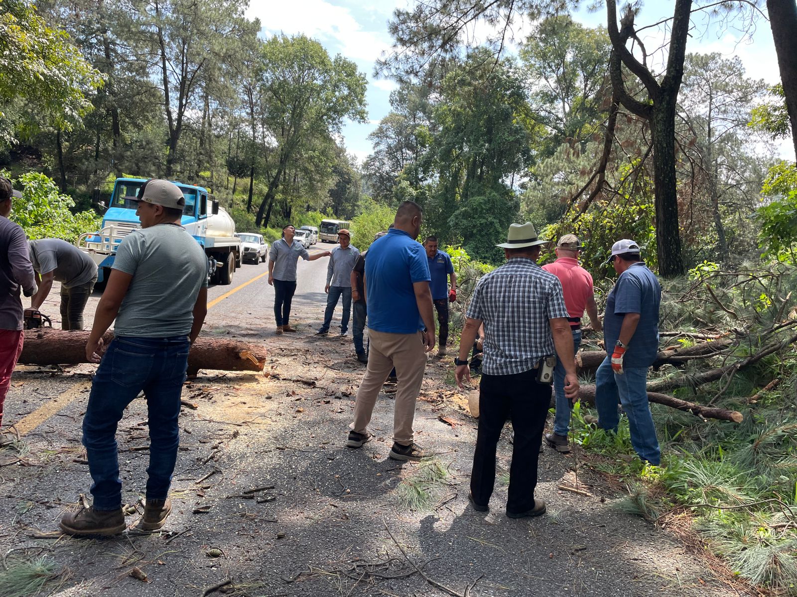 Fue por la hora el hora que tardaron en llegar más y más autos, nadie hablo hasta que por fin llego alguien con un machete y comenzamos a movilizaron, se unión una guadaña y luego la motosierra, así es que al cabo de unos 10 minutos se había armado un equipo grande de trabajo que se iba incrementando al igual que las herramientas, sin casi ninguna palabra todos comenzamos a ayudar.